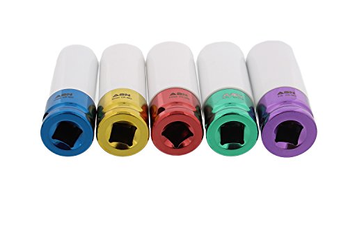 image for ABN 1/2in Impact Drive Lug Nut Socket 5-Piece Set – Non-Marring, Col