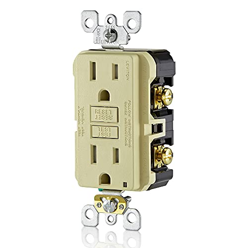 Image of Leviton GFCI Outlet, 15 Amp, Self Test, Tamper-Resistant with LED Indicator Light, Protection from Electric Shock and Electrocution, GFTR1-I, Ivory