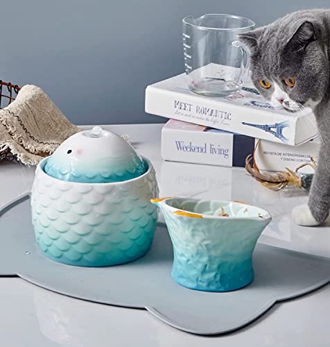 Fuente de agua automática para gatos de porcelana 1L verde miniatura 3