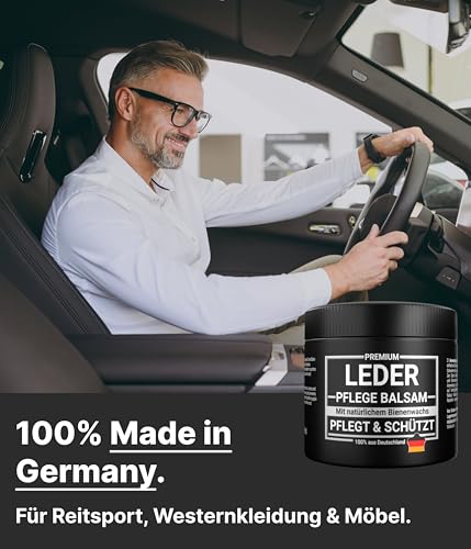 Emma Grün® Lederbalsam Lederfett Farblos 500ml [AUS BIENENWACHS] - Lederpflege für Schuhe, Jacken, Taschen & Sattel - Pflegemittel für Lederjacken & Lederschuhe - Sattelfett Made in Germany