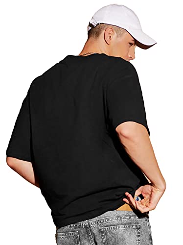 Image of LEOTUDE Women's Oversized Cottonblend Half Sleeve T-Shirts (Black Color)