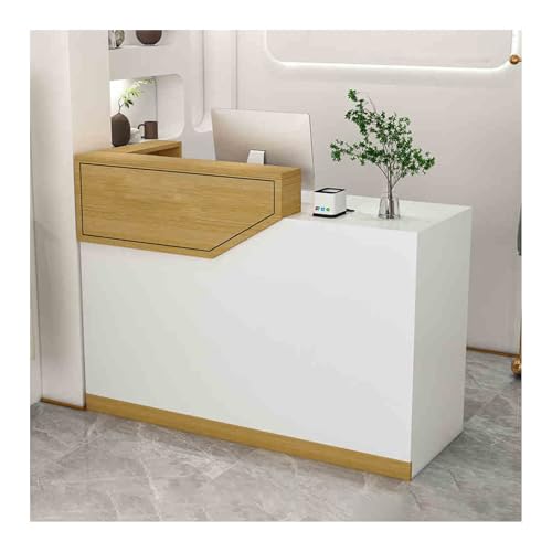Generico Banco Reception e Cassa Moderni per Negozi di Abbigliamento e caffetterie, Elegante postazione di Lavoro Grigia per la Reception (Rovere Dorato, Destra 100 cm),