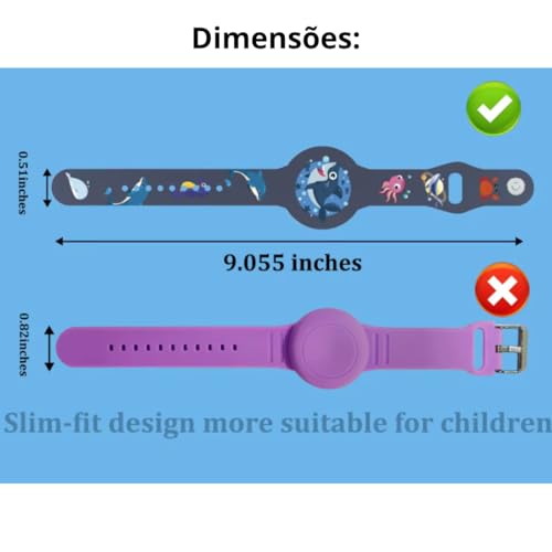 Pulseira Para Airtag Apple Infantil Impermeável Prova D'água com desenhos infantil (lilas (unicórni