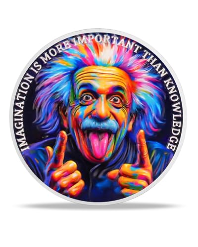RYUKENLM Albert Einstein Inspirational Coin Imagination is More Important Than