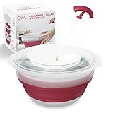 COOK WITH COLOR Collapsible Salad Spinner - 4 QT Space Saving Lettuce Dryer with Folding Collapsible Colander Great for Washing and Drying Fruit and Vegetables (Rose)
