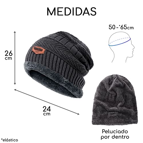 Gorro Frio Extremo Lã Forrado Pelinho Touca Estilosa Feminina Masculino Cores Viagem (Cinza Escuro,