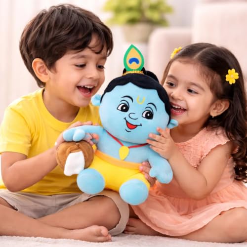 Image of AVSHUB God Soft Toy for Kids Divine Mantra Chanting Baby Krishna Matka with 3 Preloaded Mantras & Aartis, Musical Soft Plush Toy, Return Gift for Infants, Toddlers & Kids (Medium - 25 Cm)