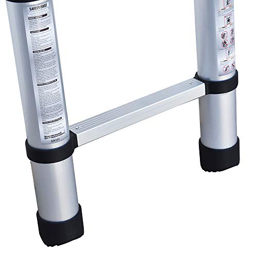 findmall Aluminum Telescopic Extension Ladder Folding Step One-Button Inward Sliding Retraction 10.5FT / 3.2M 12.5FT / 3.8M 14.5FT / 4.4M Multi-Use Non-Slip (12.5FT / 3.8M)