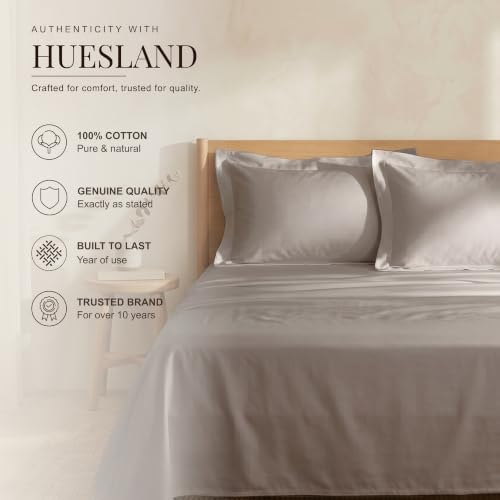 Image of Huesland Premium 100% Cotton Luxe Soft Touch 300 Thead Count Pillow Cover Set of 2 - Perfect Greige