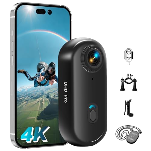 Tiantianle Action Cam 4K und 16 GB Speicherkarte Mini Unterwasserkamera Wasserdicht bis 30M, 360° Helmkamera Fahrrad,Freihand-POVs,Bodycam Körperkamera, Actionkamera, Kleine Kamera