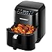 HOUSNAT Friggitrice ad aria, XXL da 5,5 litri, 1700 W con 6 Funzioni Personalizzate Salvabili con un Solo Tocco, Cestello Quadrato Staccabile Antiaderente e Lavabile in Lavastoviglie