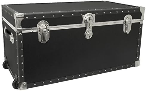 Seward Trunk Trailblazer Oversized Footlocker Trunk with Wheels, Black, 31-inch (SWD5231-11)