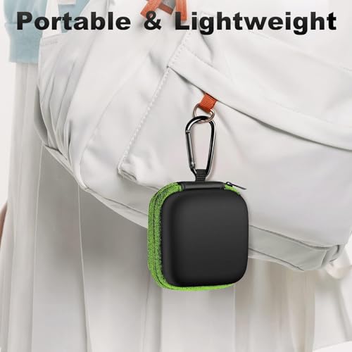 Image of Square Earbud Case Portable EVA Carrying Case Storage Bag Cell Phone Accessories Organizer with Carabiner for Earphone, Earbud, Earpieces, SD Memory Card, Camera Chips, Tech Pouch, Green
