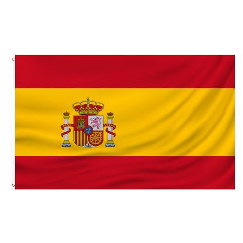 Spanish Flag 3x5 FT Spain flag Polyester outdoor indoor Canvas Header and Double Stitched with two Brass Grommets