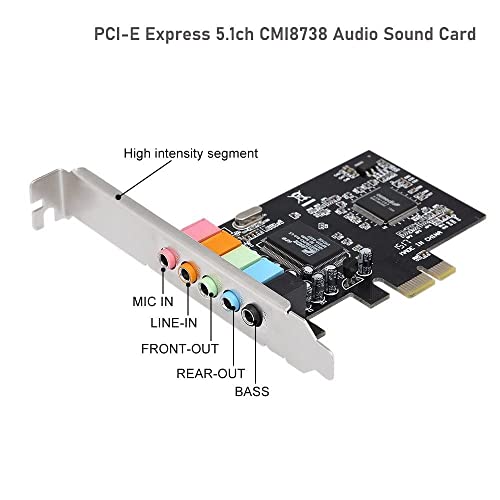 SaiRetail.Com PCI-E PCI Express 5.1 Channel 3D Audio 6 Channels Digital Sound Card 5.1 Solid Capacitors CMI8738 Chipset Expansion Card - Image 3
