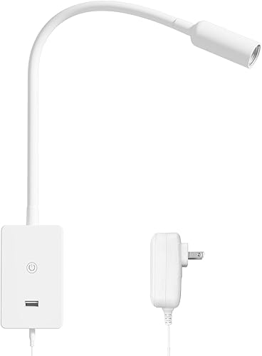 Miniatura 9 de ENUOTEK Luz de lectura LED de montaje en pared, luces de mesita de noche para cama, lámpara LED flexible negra para dormitorio, control táctil