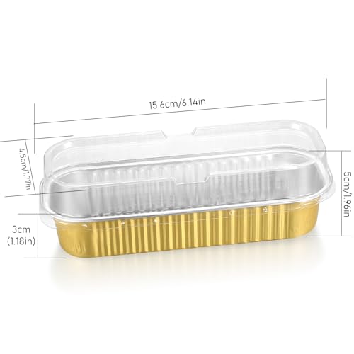 20 Pz Forme in Alluminio con Coperchio, Mini Teglie Per Pane, Forme Rettangolari Per Cottura di Pane, Torte, Cupcake, Muffin, Picnic, Cheesecake, Dessert - immagine 3