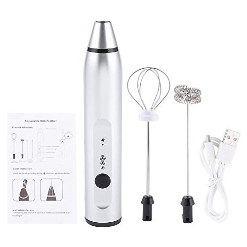 Jacksking Electric Hand Mixer, Rechargeable Frother, 3-Speed, Silver