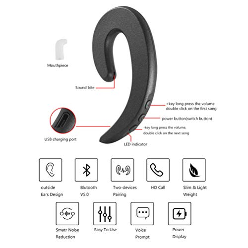 3C Light Auricular Bluetooth Inalámbrico Ear Hook Negro miniatura 3