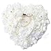 Boda de cristal rosa flor anillo portador almohada cojín favor en forma de corazón caja de anillo de joyería (White, ONE SIZE)