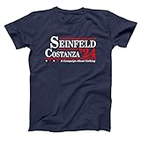 Donkey Tees Seinfeld and Costanza for President 2024 Funny Election Mens Shirt Small Navy