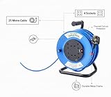 Heavy Duty 25m Extension Lead Cable Reel - 4 Way Socket Cord Reel with Thermal Cut-Out Protection, 13A 240V Fused UK Plug, High Visibility Cable for Garden, Garage, Home and Workshop Use - Image 2
