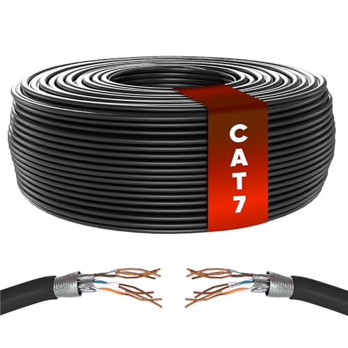 Mr. Tronic Bulk Cat 7 Ethernet Cable 25m, High Speed Pure Copper LAN Ethernet Network Cable, 600 MHz 25m Bulk Cat7 Internet