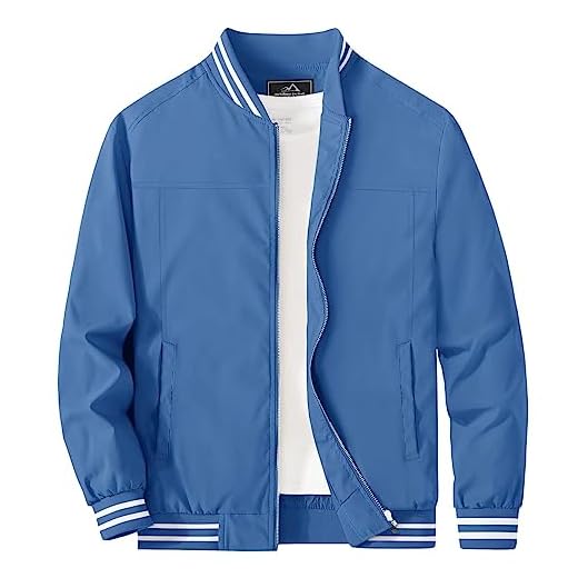 MAGCOMSEN Herr, lätt bomberjacka, tunn övergångsjacka, höst, fritid, jackor, armé, pilotjacka, män, Blouson, vindskydd, pilotjacka, ledig jacka med fickor, blå, XL