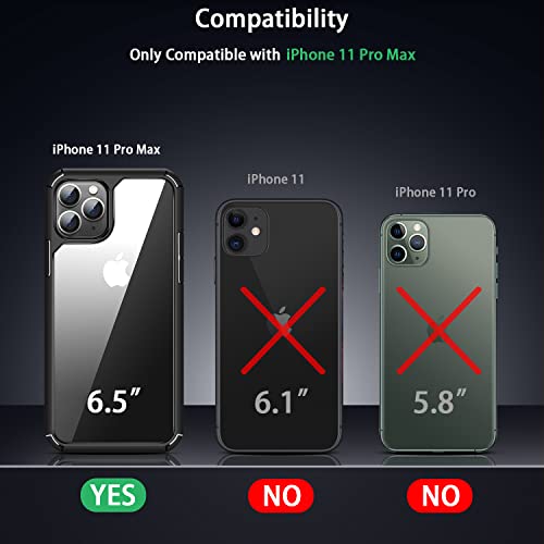 Amizee Compatible With Iphone 11 Pro Max Case [Military Grade Protection] With Screen Protector And Camera Lens Protector Crystal Clear Back Slim Phone Case For Iphone 11 Pro Max - Black #TOP6