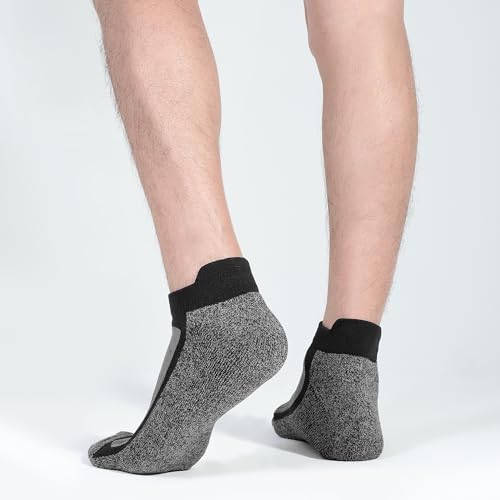 5 Pack Men's Running Ankle Socks with Cushion, Low Cut Athletic Tab Socks4