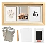 ZAPVLVT Paw Print Impression Kit for Dogs and Cats, 2 Clay, Large Ink Pad, Wooden Picture Frame, Pet Memorial Keepsake, Gift for Pet Owners & Lovers