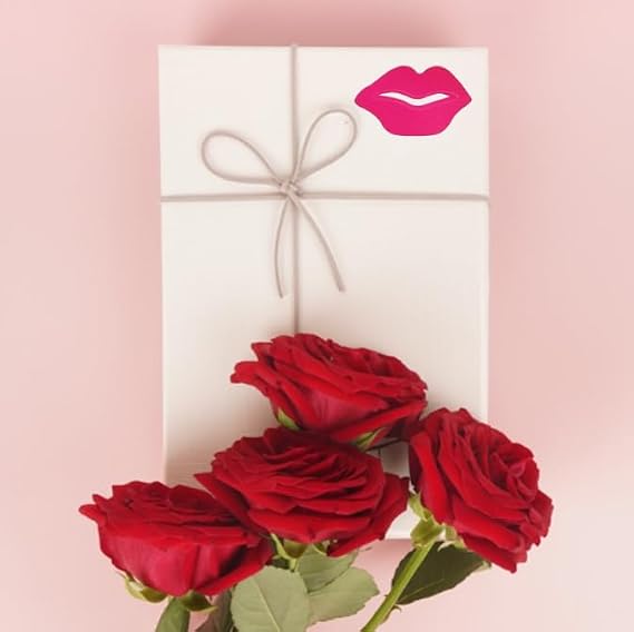 Lips Stickers Removable Labels Perforated Self Adhesive Kisses Labels for DIY Decorating Crafting, Total 1000 Pieces Per Roll Rose Red