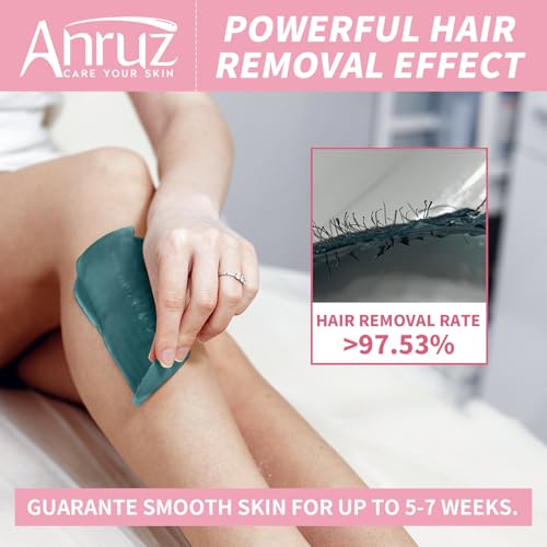 Image of Anruz Waxing Kit for Women Men, 500ML Wax Warmer Kit with Silicone Bowl, 4 Bags Hard Wax Beads and 40 Sticks, Hair Removal Wax Kit for Brazilian Bikini, Face, Eyebrow, Nose, Sensitive Skin, Pink