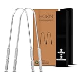 HOKIN Zungenschaber für Erwachsene Zungenreiniger Edelstahl Mundgeruch Bekämpfen 100% Metall Tongue Scraper Cleaner Männer und Frauen Zungenbürste Mundhygiene Produkt (2Pcs Mundpflege Pack)