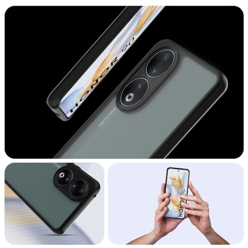 Image of KAPAVER Hybrid Clear Back Cover Case for Honor 90 | Protective Shockproof Cleare Hard PC Soft Flexible Black TPU Cover