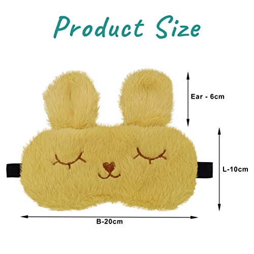 Image of Jenna Premium Eye Mask,Ultra Smooth Adjustable Sleep Mask&Blind Fold|For Sleeping,Travelling|Eye-Cover Light (Fur Bunny Cream Gel)