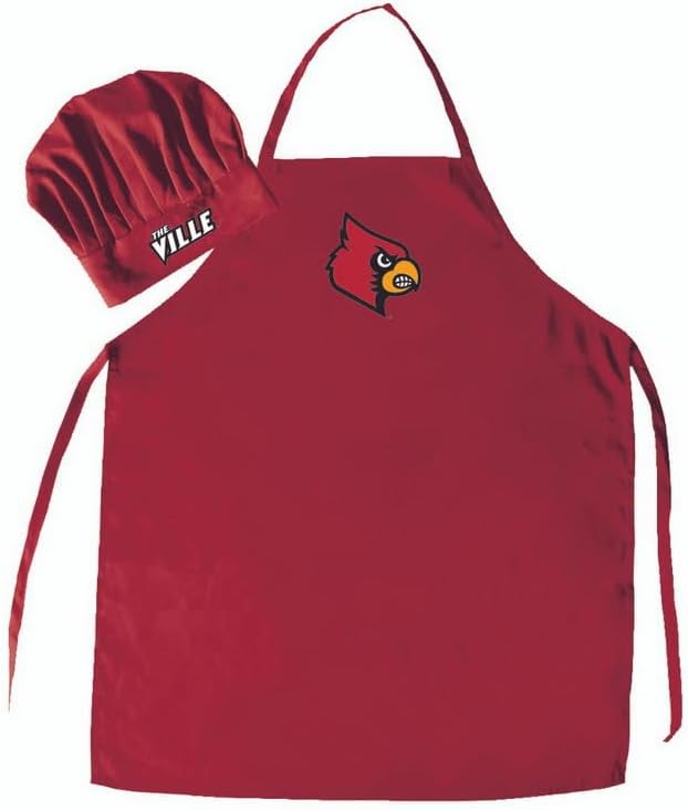 Pro Specialties Group NCAA Louisville Cardinals Mens Chef Hat & Apron, Full Color Team Logo, One Size