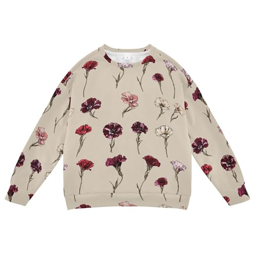 JUNZAN Cute Dianthus Brown Little Girls Sweatshirts Hoodies Crewneck Tops Clothing Shirts Athletic 4T