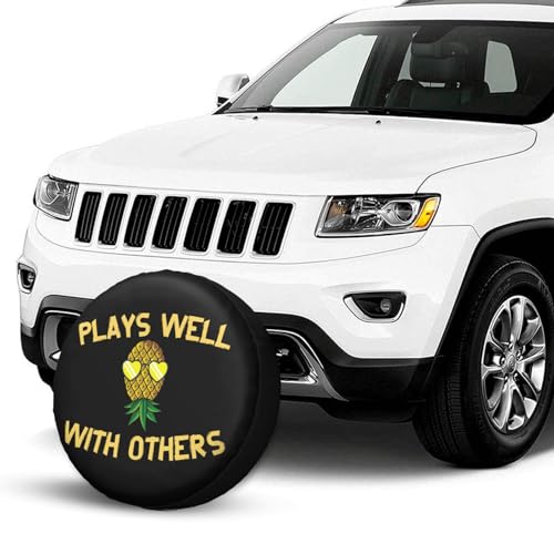 Image of Upside Down Pineapple Tires Cover for Trailer Rv SUV Truck Camper Wheel Waterproof Dust-Tough Universal Fit Spare Tire Wheel Soft Cover 14 inch