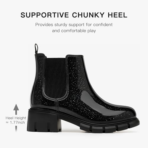Image of Dufannie Girls Ankle Boots Kids Chelsea Booties Slip on Lug Sole Low Heel Fall Boot for Little Big Kid