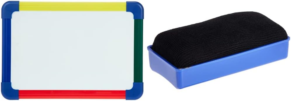 Maxi Double Sided A4 White Board & E7837 Whiteboard Eraser, Assorted Color