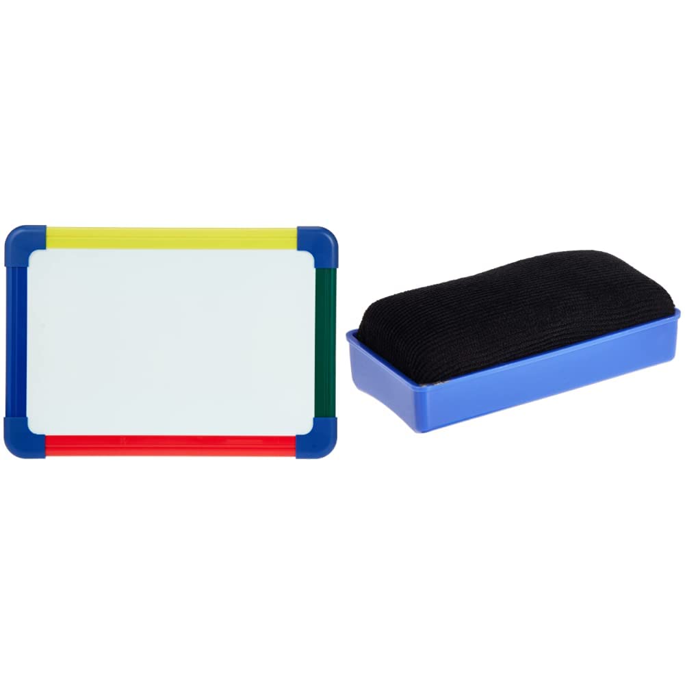Maxi Double Sided A4 White Board & E7837 Whiteboard Eraser, Assorted Color