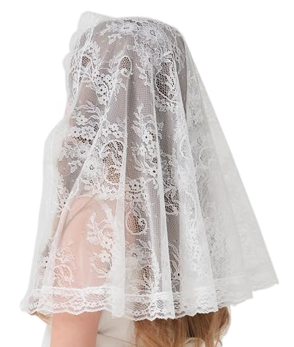 Image of First Communion Veil for Girls Lace Floral Chapel Veil Holy Communion Accessories for Baptism K11
