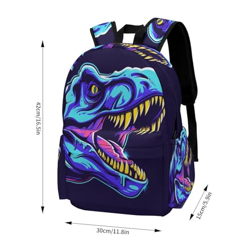 16 Inch Backpack Dinosaur T-Rex Head Laptop Backpack School Bookbag Shoulder Bag Casual Daypack2