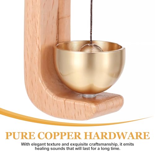 Hshenjhu Türklingeldekoration Holz Windspiel, Magnetisches TüRglocke Ohne Bohren, Selbstklebendes C FöRmiges Windspiel mit Messingglocke, Dopamin Magnetische Türklingel für Tür, Geschäft, Café
