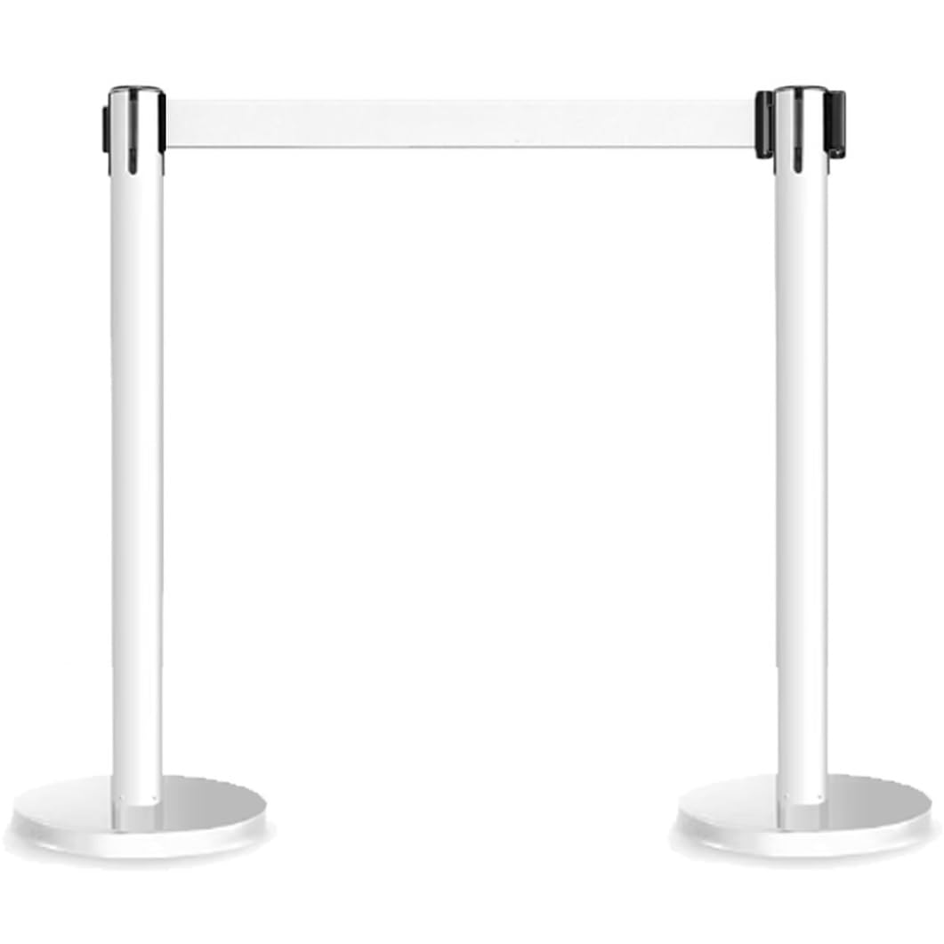 Aioneer Crowd Control Stanchion With Retractable Belt, Stainless Steel Safety Barrier Post For Event Management And Queueing-2 Pcs-5 m/16.4 ft
