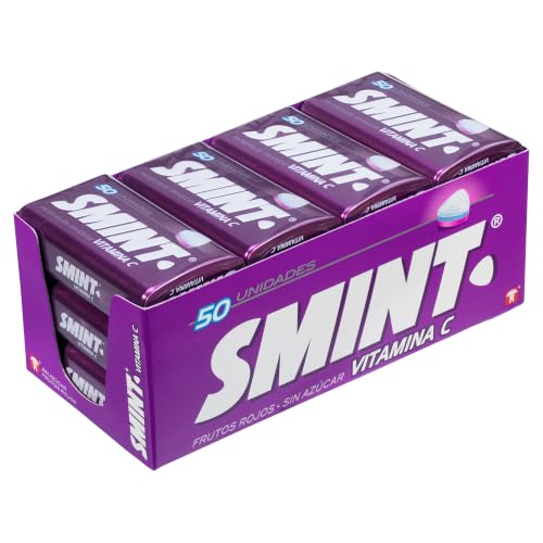 Smint Tin Frutos Rojos, Caramelo Comprimido Sin Azúcar - 12 unidades de 35 gr. (Total 420 gr.)