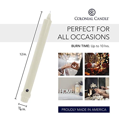 Image of Colonial Candle Ivory Unscented 12 Inch Classic Candles