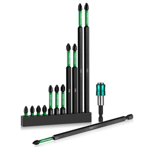 Image of PH2 Long Phillips Screwdriver Bit Set - 12 Pack Mixed Length Phillips Impact Driver Bits with High Magnetic Bit Holder, S2 Steel, 1 inch /2 inch /4 inch /6 inch Magnetic Driver Bits