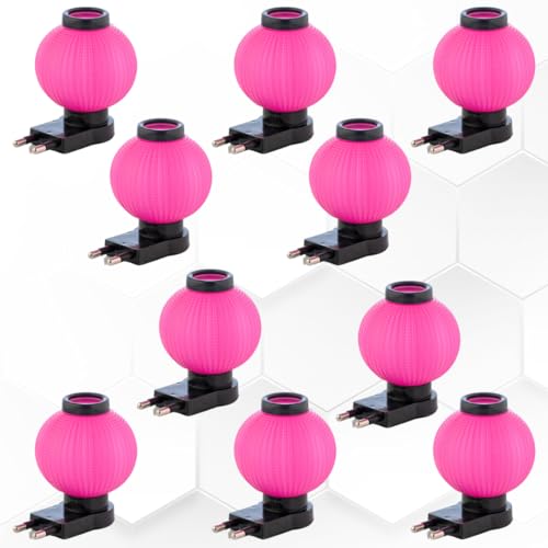 Image of Hi-Plasst Pink LED Night Light - 10 Piece Compact Plug in 0 Watt Bulb Lamp for Bedroom, Study & Wall Use
